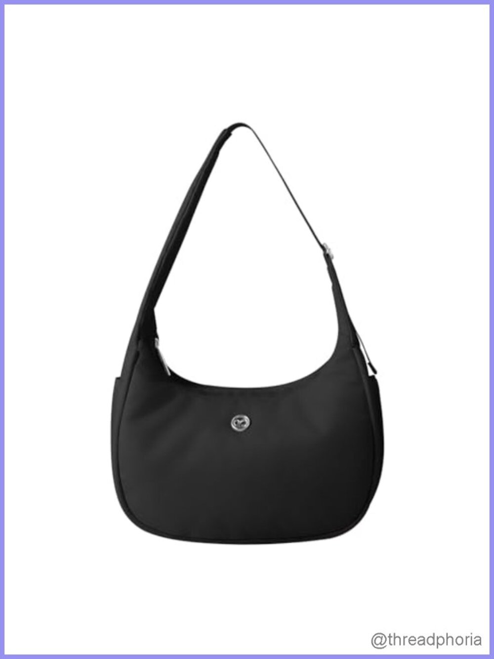 Water-Repellent Nylon Crescent Shoulder Bag with Adjustable Strap, 4L Capacity